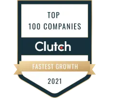 Clutch Top 100 fastest growth companies 2021 badge