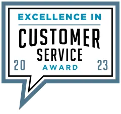 Excellence in Customer Service award badge